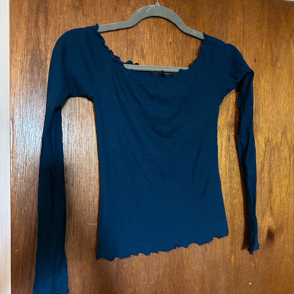 Hollister Teal Long Sleeve Blouse